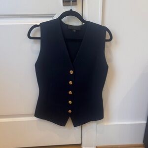 Zara Navy Vest with Gold Accents